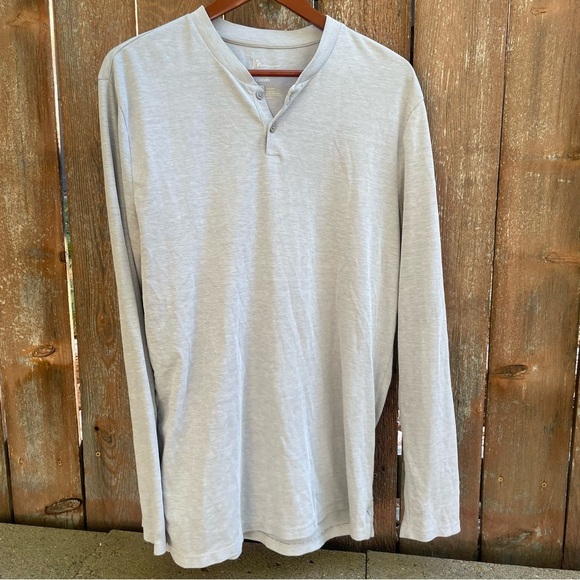 MARC ANTONY Men's Light Gray Luxury Henley Long Sleeve Shirt Size Large - Picture 1 of 10